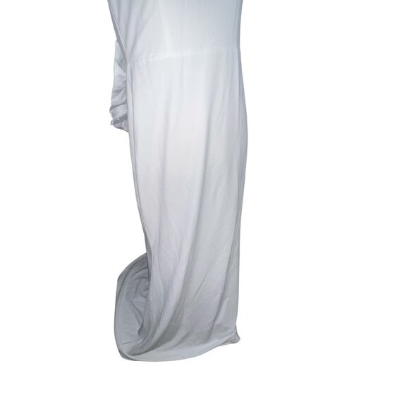 Lulu's NWT Romantic Glow Backless Pearl Bow Wedding Gown Maxi Dress Sz Medium Wh - Picture 11 of 16